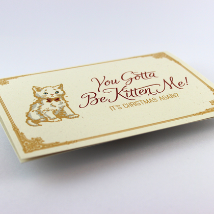 Weihnachtskarte mit Katze "You Gotta Be Kitten Me!", vintage Stil, Golddruck - Image 4