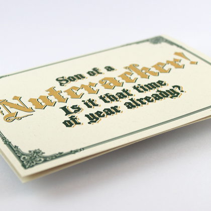 Weihnachtskarte "Son of a Nutcracker!" Golddruck, humorvolle Grußkarte, vintage - Image 3