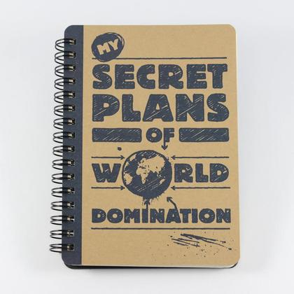 Spiralnotizbuch "My Secret Plans of World Domination", Größe DIN A6