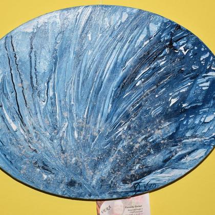 " Lilien im Wasser "-Bild oval-UNIKAT