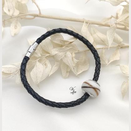 Echtes Lederarmband mit Bead Perle/Großlochperle