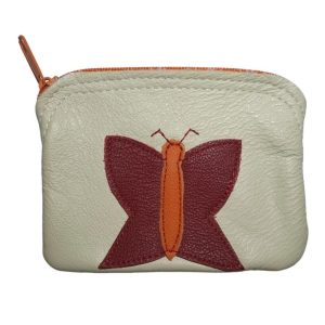 kleines Lederbörserl mit Schmetterlings-Applikation