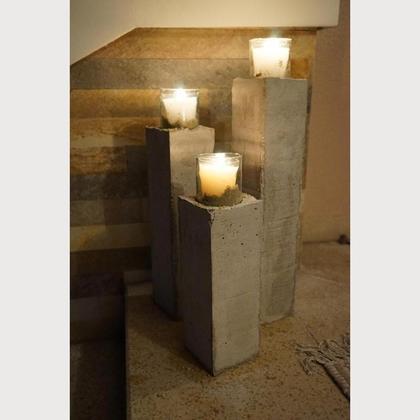 Windlichtsäulen aus Beton 3 teilig - Image 2
