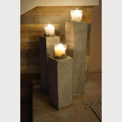 Windlichtsäulen aus Beton 3 teilig