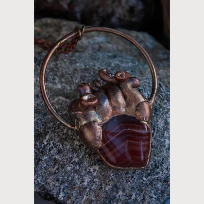 Purified Love - Anatomisches Herz mit rotem Achat Kern - Summer Aura finish 2