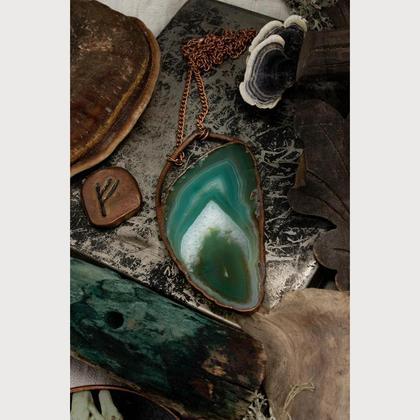 Eldur lífsins - Herzöffnung - Grüner Achat- Antique Aura Finish - #I17