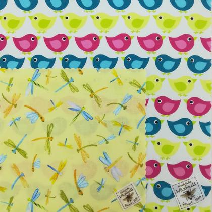 Bienenwachstuchset 2er Vogerl Libelle M+L ca.25x25cm + ca.33x33cm