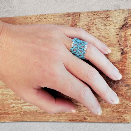 Ring Vasilissa türkis mit echten Perlen