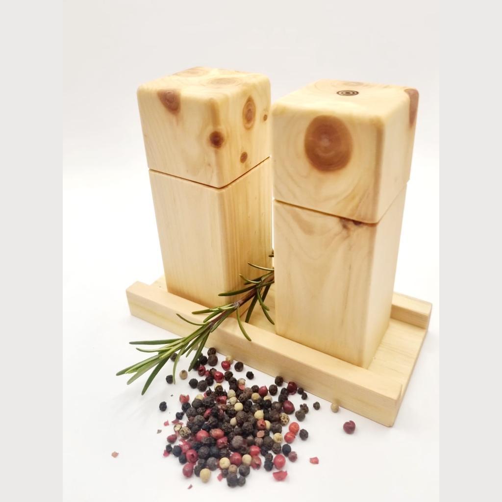 Zirbenholz Salz-Pfeffermühlen Set