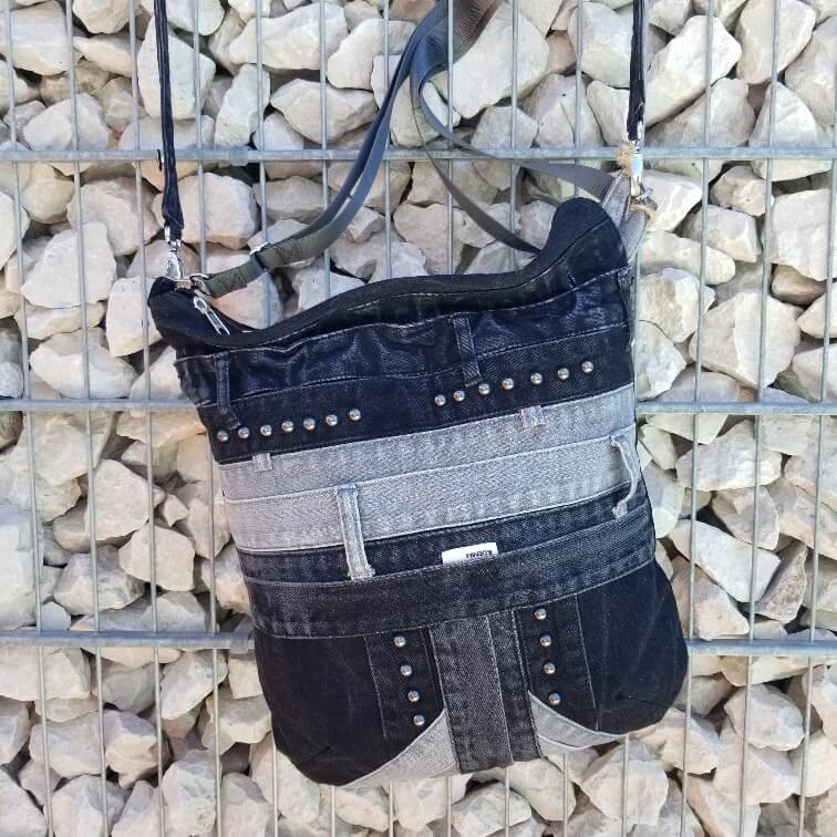 bigBAG Shopper - Jeanstasche schwarz/grau