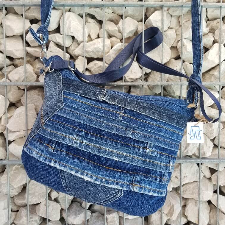 Striped Jeanstasche - blau