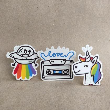Sticker Bunte Mischung 3 Stk.