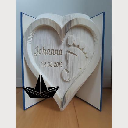 Herz zur Geburt - gefaltetes Buch