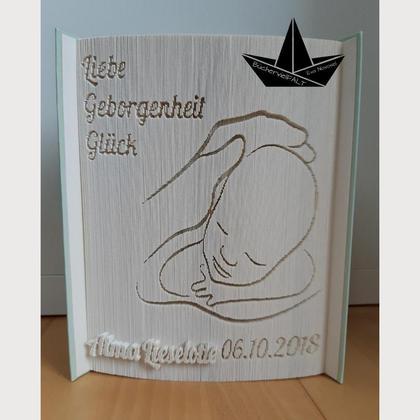 zur Geburt - gefaltetes Buch