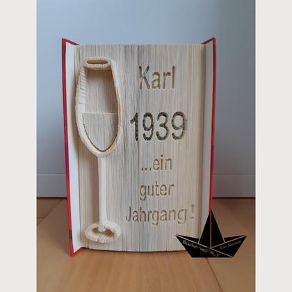 Weinglas - gefaltetes Buch