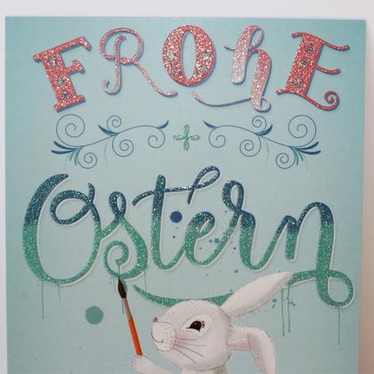 Osterkarte Osterhase malt Frohe Ostern - Image 2