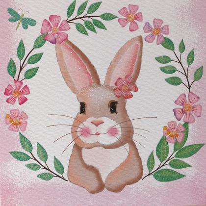 Osterkarte Osterhasen Mädchen mit Frühlingskranz - Image 2