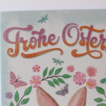 Osterkarte Klappkarte Osterhase Frohe Ostern Blumenkranz - Image 2