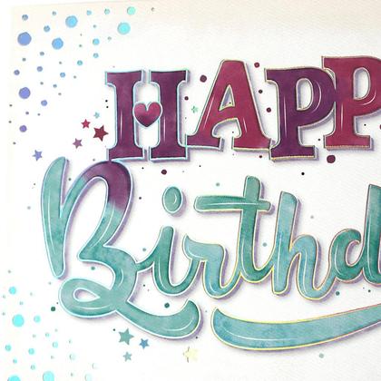 Geburtstagskarte Postkarte Happy Birthday Aquarell Handlettering - Image 3