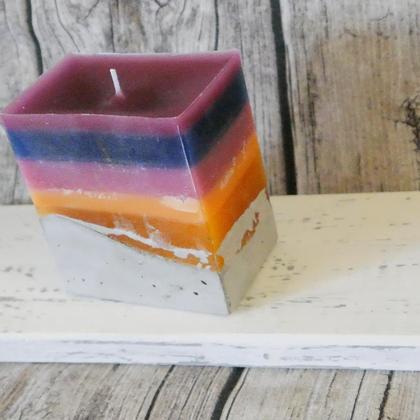 Kerze auf Betonsockel "Violetttöne 3" - Image 2