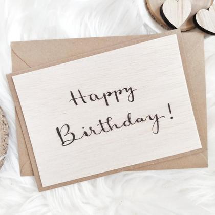 Geburtstagskarte Holz (handgemacht)
