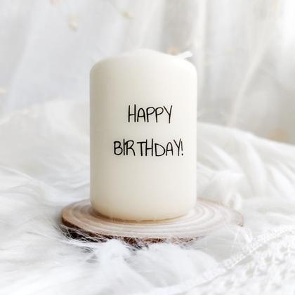 Kerze klein "HAPPY BIRTHDAY!"
