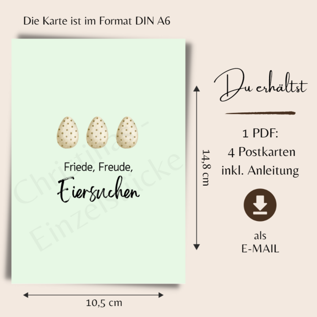 Osterkarten A6 | 4 Stück | PDF Download zum selber Ausdrucken |Postkarten - Image 3