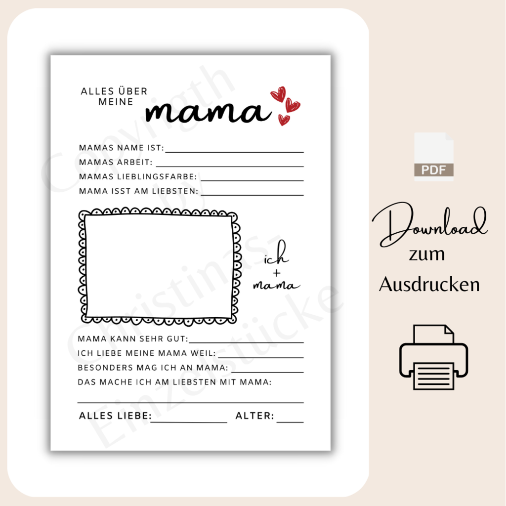 Muttertags-Geschenk | Ausfüllbild A4 | PDF | digital oder als Druck | auch Oma - Image 2