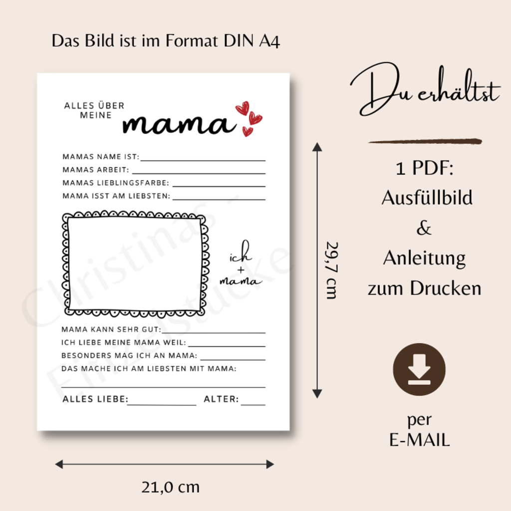 Muttertags-Geschenk | Ausfüllbild A4 | PDF | digital oder als Druck | auch Oma - Image 4
