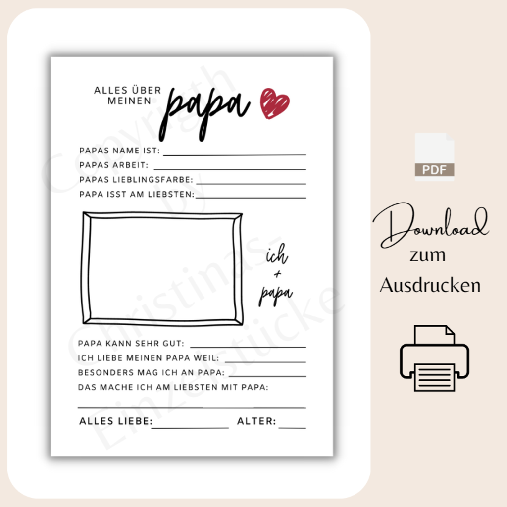Vatertags-Geschenk | Ausfüllbild A4 | PDF | digital oder als Druck | auch Opa - Image 2