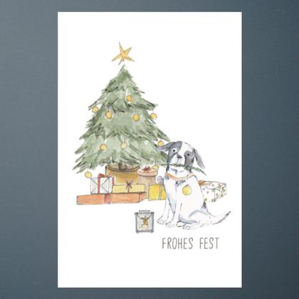 Illustrierte Weihnachtskarte WUFF