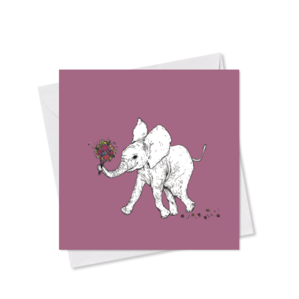 MINI-GRUSSKARTE *Blumengruß Elefanti fuchsia*, 9x9 cm