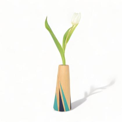 Holzvase Vase 16,5 cm Fichte Blumenvase Holzdekoration Holzdeko Geschenk