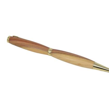 Holzkugelschreiber 24k vergoldet Zwetschke Handarbeit Unikat