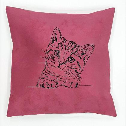 Kissen "Katze" mit Zirbenfüllung, 40 cm x 40 cm, pink