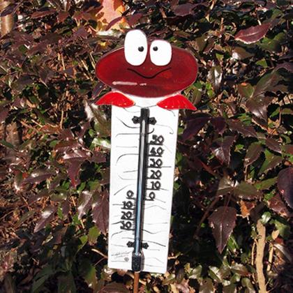 Thermometer-Gartenstecker "Frosch" rot