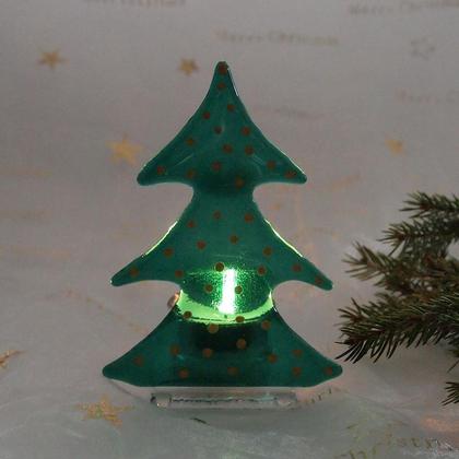 Tischlicht "Weihnachtsbaum" - smaragdgrün-gold