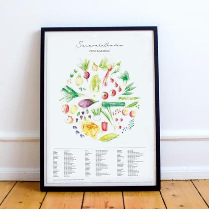 Poster Saisonkalender Obst und Gemüse, verschiedene Größen