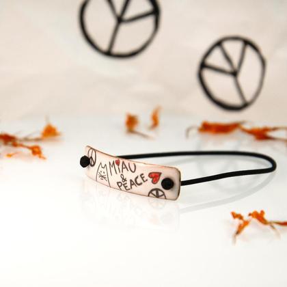 Katzen Armband aus Emaille, Armband handgemacht, Miau&Peace