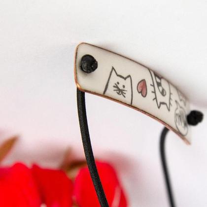 Katzen Armband aus Emaille, handgefertigt,"MIAU Sprechblase"
