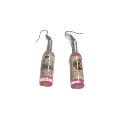 Ohrringe -Wein  - Rosa Flasche